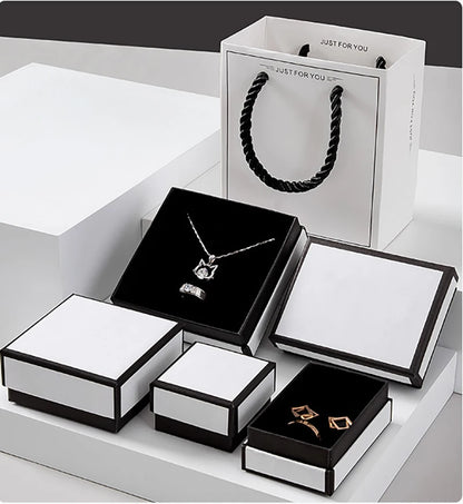 Black & White Jewelry Box - Elegant Display for Rings & Bracelets