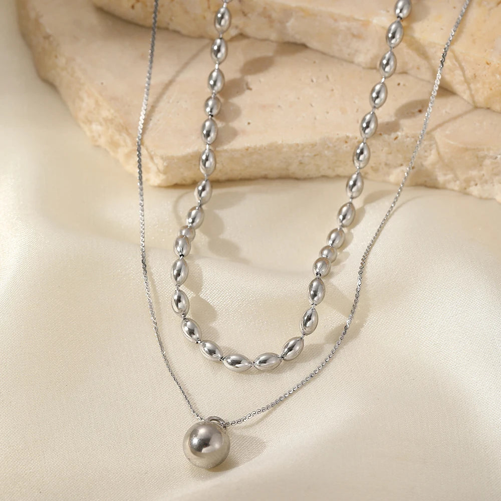 Popular Minimalist Stainless Steel Ball Necklace - Women’s Jewelry