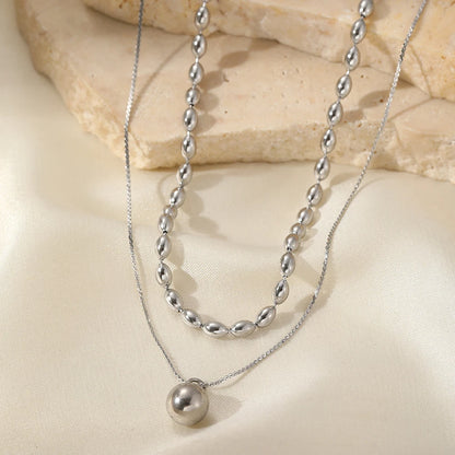 Popular Minimalist Stainless Steel Ball Necklace - Women’s Jewelry
