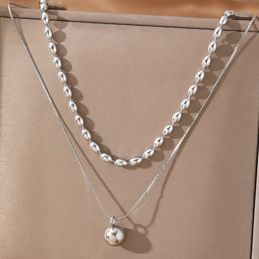 Popular Minimalist Stainless Steel Ball Necklace - Women’s Jewelry