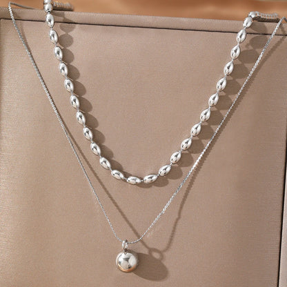 Popular Minimalist Stainless Steel Ball Necklace - Women’s Jewelry