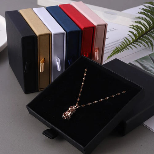 Gift-Ready Jewelry Box – Thick Kraft Paper Drawer - Soft Sponge Lining