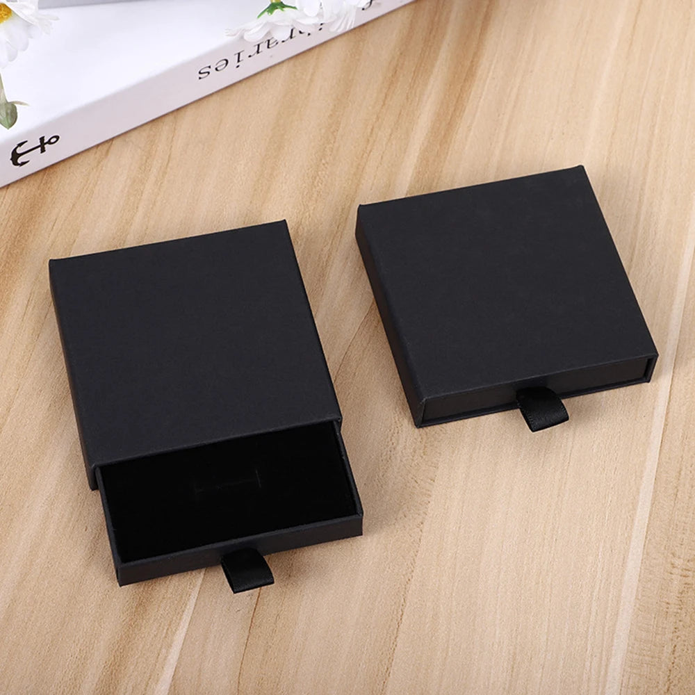 Gift-Ready Jewelry Box – Thick Kraft Paper Drawer - Soft Sponge Lining