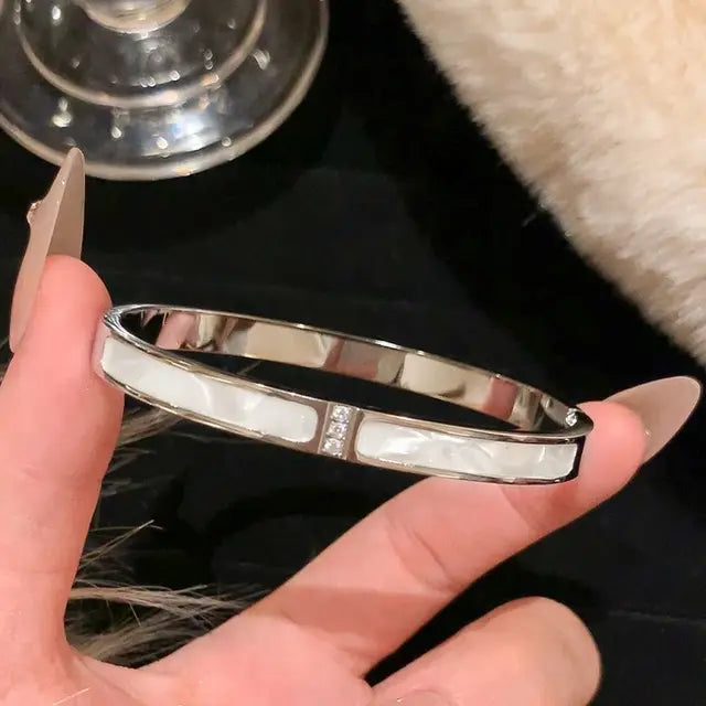 Titanium Steel Gold & Silver Bangles - Waterproof Zircon Bracelet