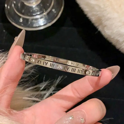 Titanium Steel Gold & Silver Bangles - Waterproof Zircon Bracelet