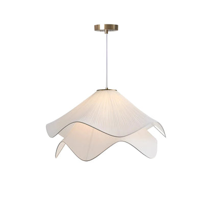 Retro Crème Kroonluchter van Stof met Bloemblad Elegant Landelijk Hanglamp voor Warme en Romantische Sfeer in Huis