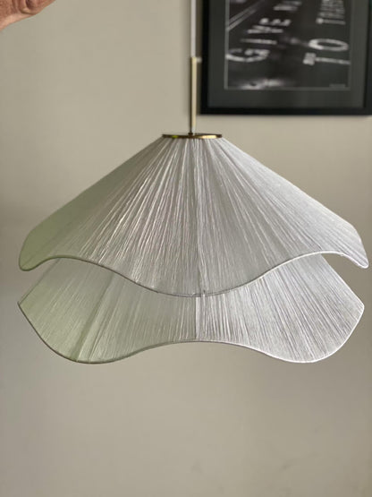 Retro Crème Kroonluchter van Stof met Bloemblad Elegant Landelijk Hanglamp voor Warme en Romantische Sfeer in Huis